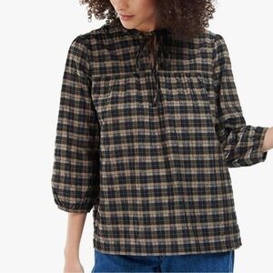 NWT Barbour Lorelei Brown and Cream Blouse